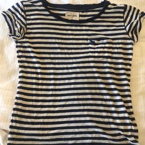 abercrombie kids navy and white striped tee